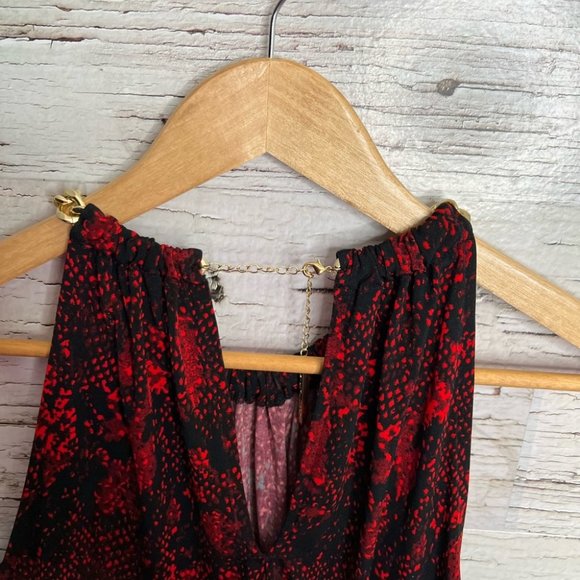 Michael Kors blouse tank top red black gold size medium chain - Picture 5 of 7